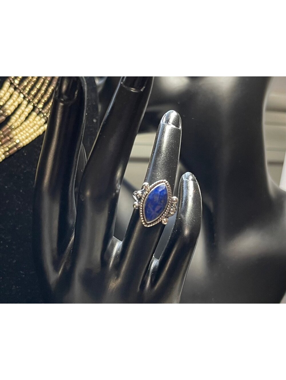 Natural Lapis Lazuli Sterling Silver Ring Size 6